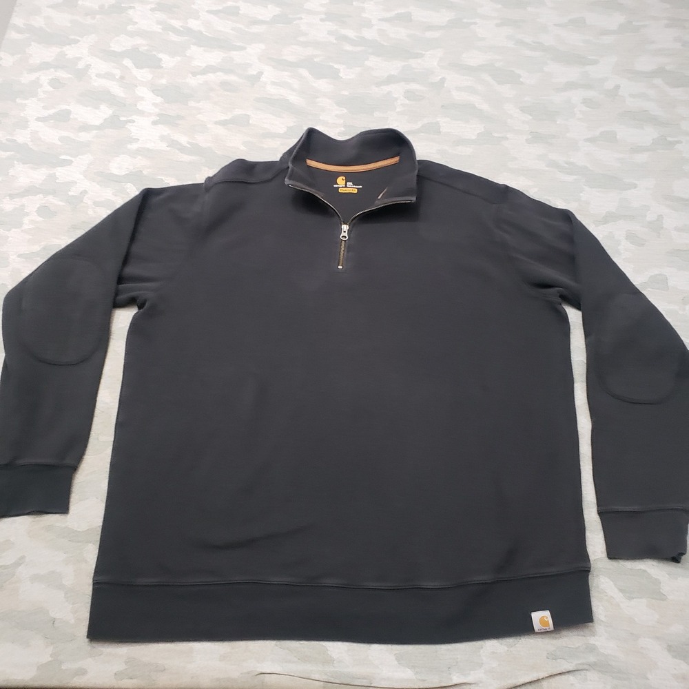 Carhartt Sweater Mens 2XL Black Relaxed Fit Quarter Zip Pullover